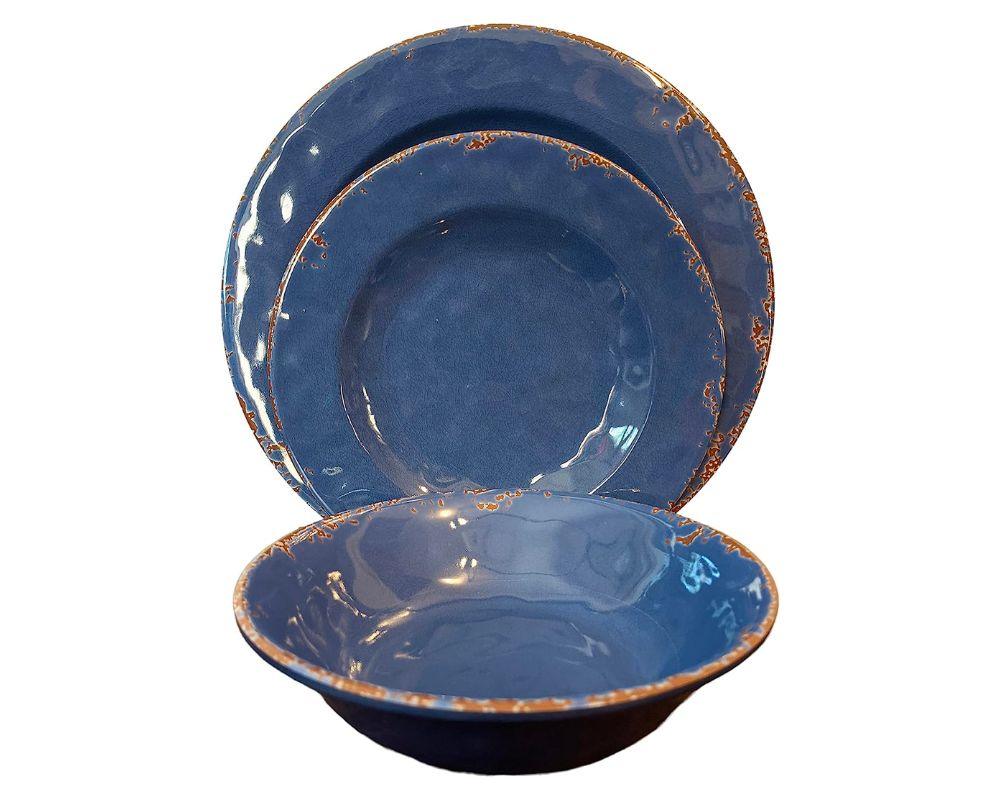 Gianna's Home 12-Piece Rustic Farmhouse Melamine Dinnerware Set